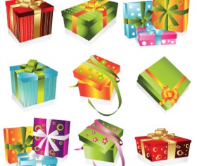 Vivid Colored Gifts Box vector graphics 05