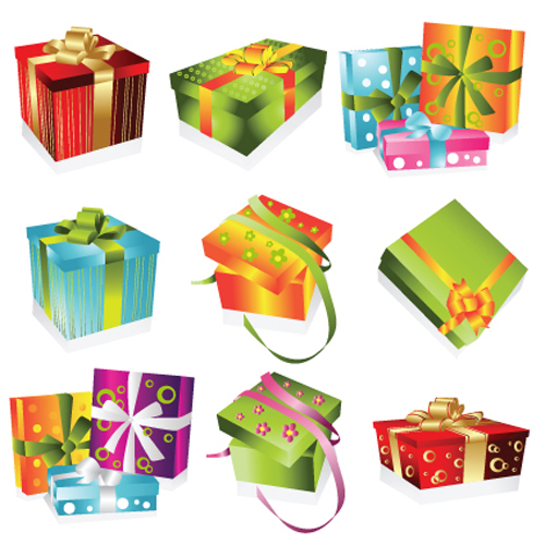 Vivid Colored Gifts Box vector graphics 05