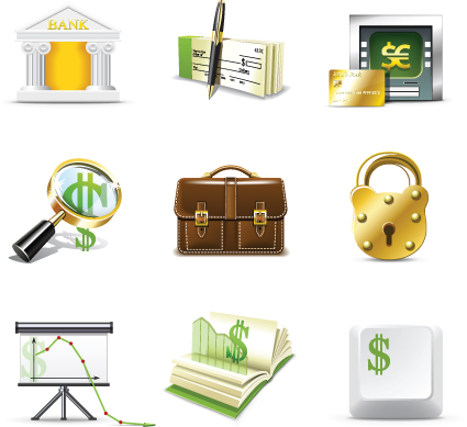Set of Business Finance Icons vector 03