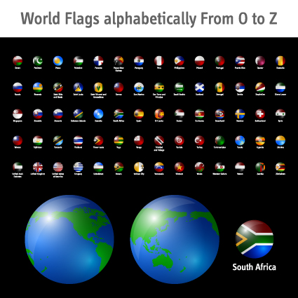 World Flags Icons vector set 02