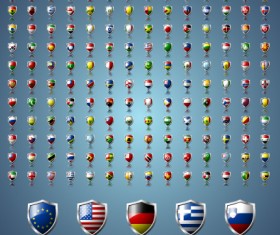 World Flags Icons vector set 03