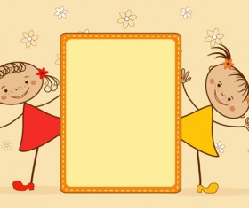 Cartoon cute Kids vector material 01