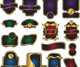 Golden bottle of wine labels vector 05