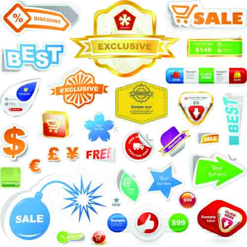 Different supermarket labels and Stickers design vector 01