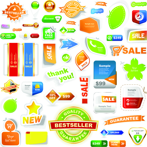 Different supermarket labels and Stickers design vector 02