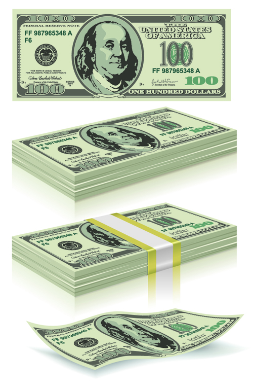 U.S. dollar Money-pack design vector 01