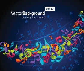 Colorful musical keys backgrounds vector 02