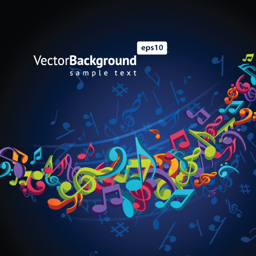 Colorful musical keys backgrounds vector 02