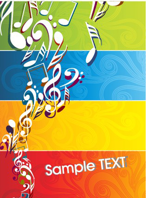 Set of Musical backgrounds vector graphic 02