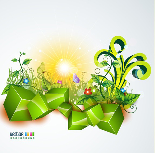 Shiny Nature Background vector graphics 02