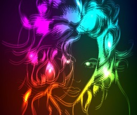 Neon light Girl design vector graphic 01