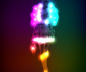 Neon light Girl design vector graphic 02