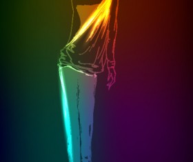 Neon light Girl design vector graphic 03
