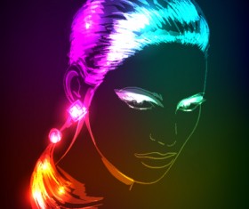 Neon light Girl design vector graphic 04