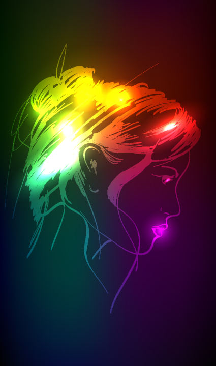 Neon light Girl design vector graphic 05