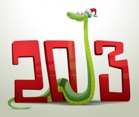 New Year snake 2013 design vector set 04