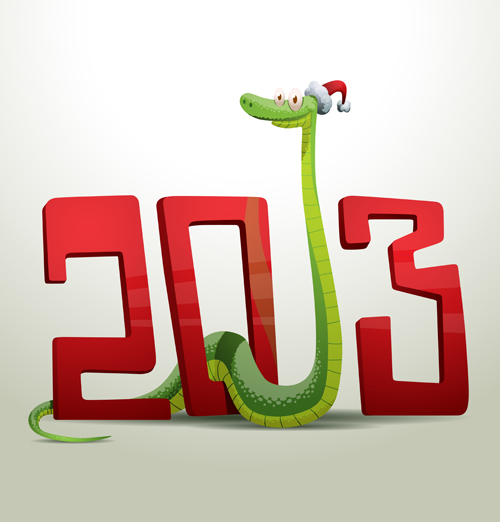 New Year snake 2013 design vector set 04