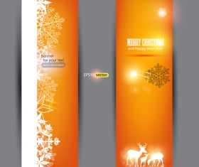 Orange Xmas banner vector 01