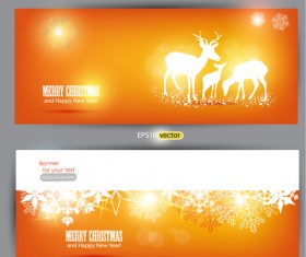 Orange Xmas banner vector 02