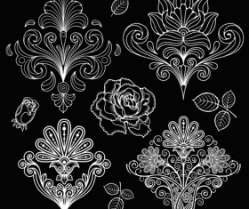 Set of black and white Paisley Pattern vector graphics 02