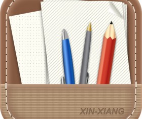Pencil Case with paper psd icon