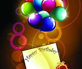 Ornate Happy Birthday Postcards design vector set 01