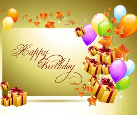 Ornate Happy Birthday Postcards design vector set 02