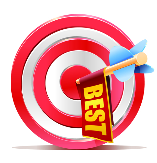 Red Target Aim with Darts elements vector 02