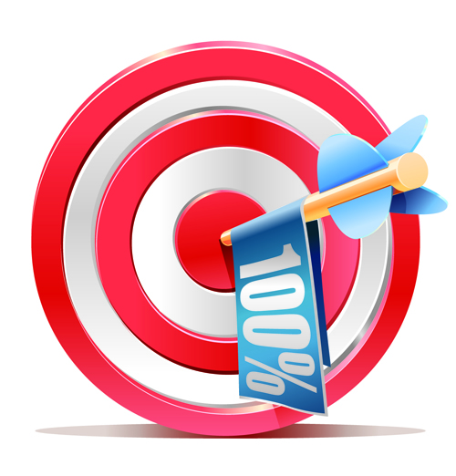 Red Target Aim with Darts elements vector 03