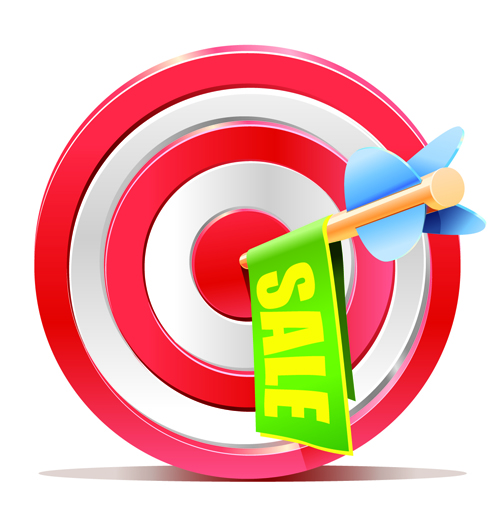 Red Target Aim with Darts elements vector 04