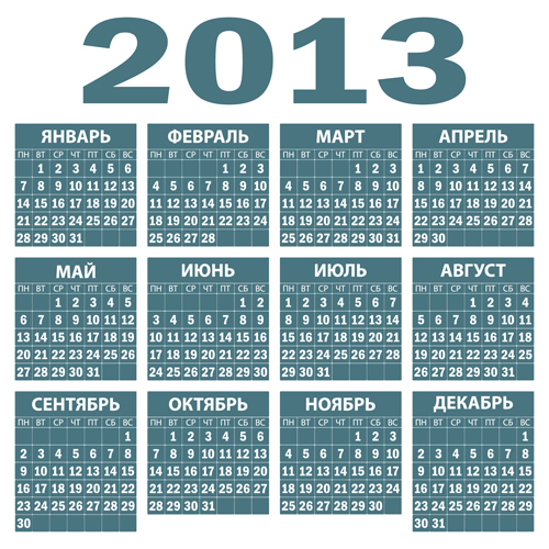 Elements of Russian calendar 2013 design vector 03