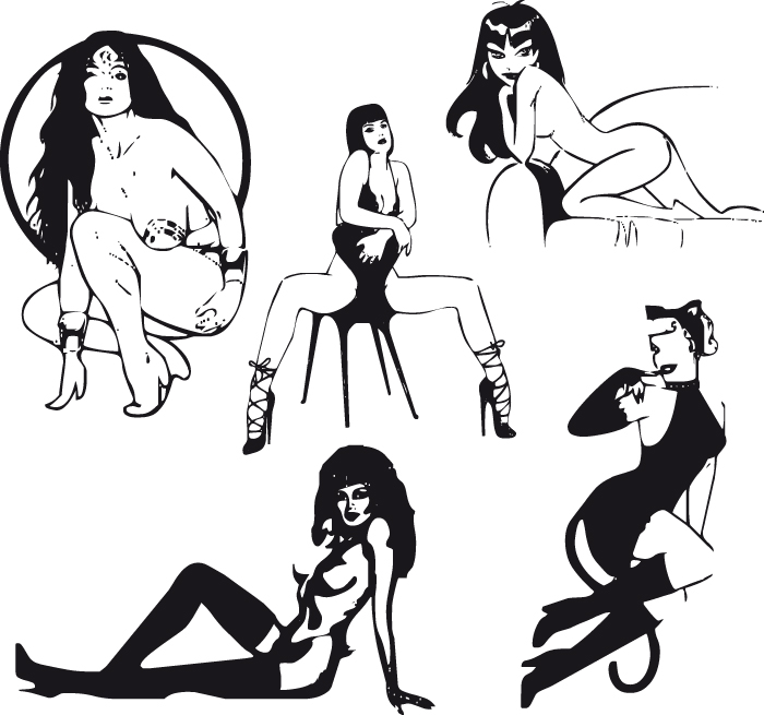 Hand drawn Sexy Women elements vector material 02