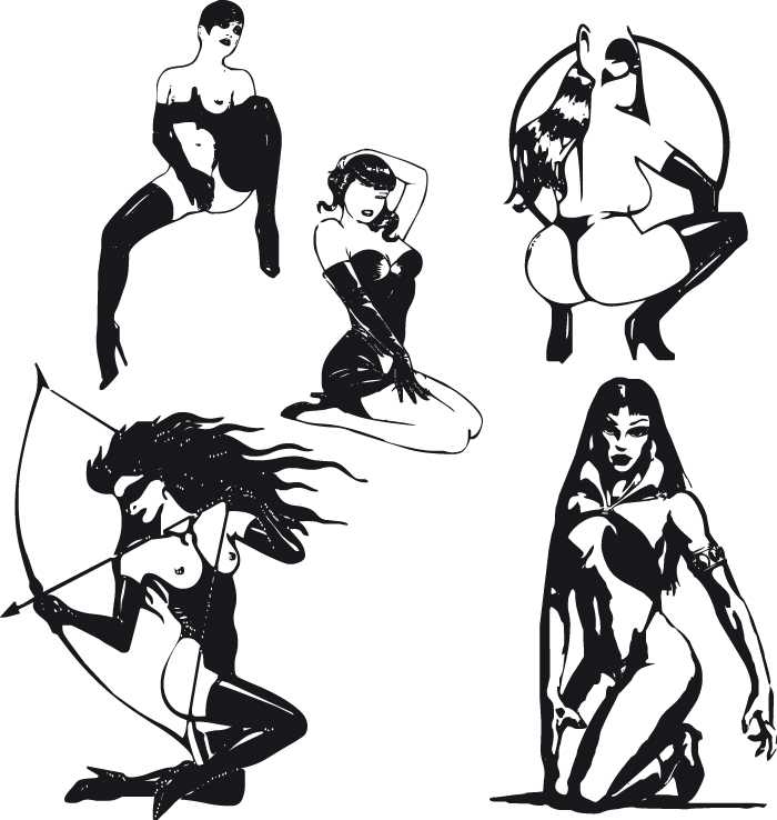 Hand drawn Sexy Women elements vector material 03