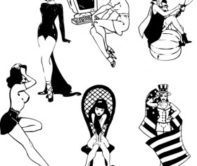 Hand drawn Sexy Women elements vector material 04
