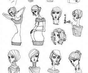 Hand drawn Sketches female design vector 01
