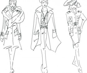 Hand drawn Sketches female design vector 03