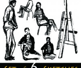 Hand drawn Sketches female design vector 04