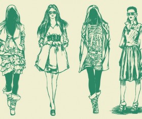 Hand drawn Sketches female design vector 05