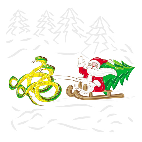 Snake 2013 Christmas design vector graphics 15