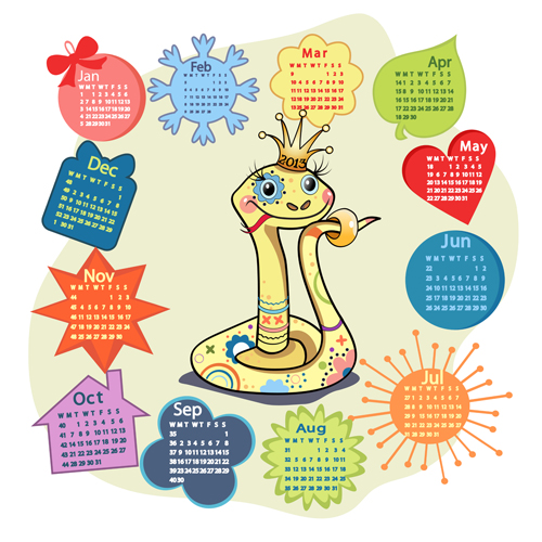 Different Snake 2013 design elements vector Collection 03