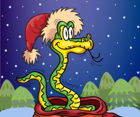 Snake 2013 Christmas design vector graphics 09