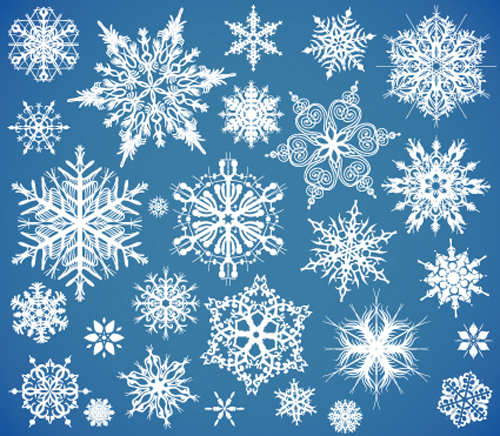 Different Snowflake elements vector graphics 01