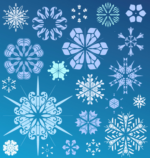 Different Snowflake elements vector graphics 03