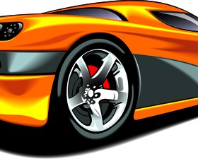 Colored Sport Car elements vector material 04