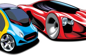 Colored Sport Car elements vector material 06