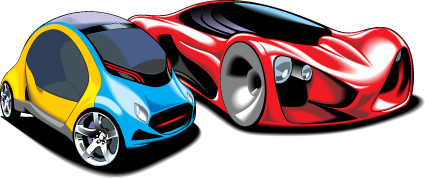 Colored Sport Car elements vector material 06