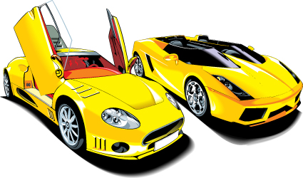 Colored Sport Car elements vector material 08