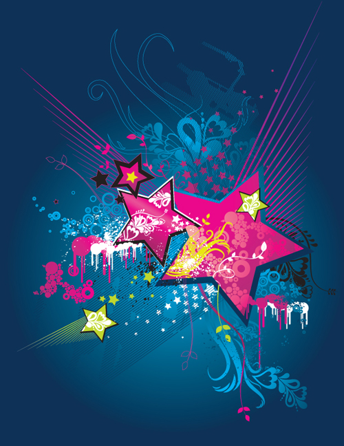 Colorful Stars Background art vector 02