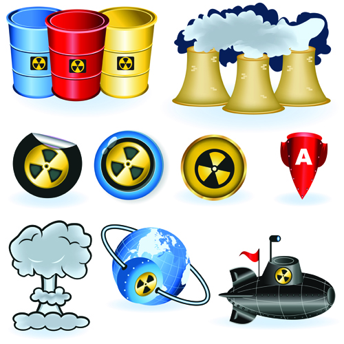 Set of Danger radiation Symbols and icons vector 02
