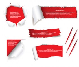 Set of Torn paper banner vector 03